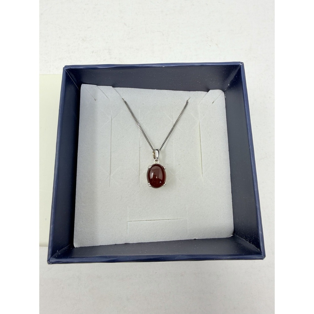 Shop LC Ratnapura Hessonite Garnet Oval Pendant with Chain Sterling Silver 5211